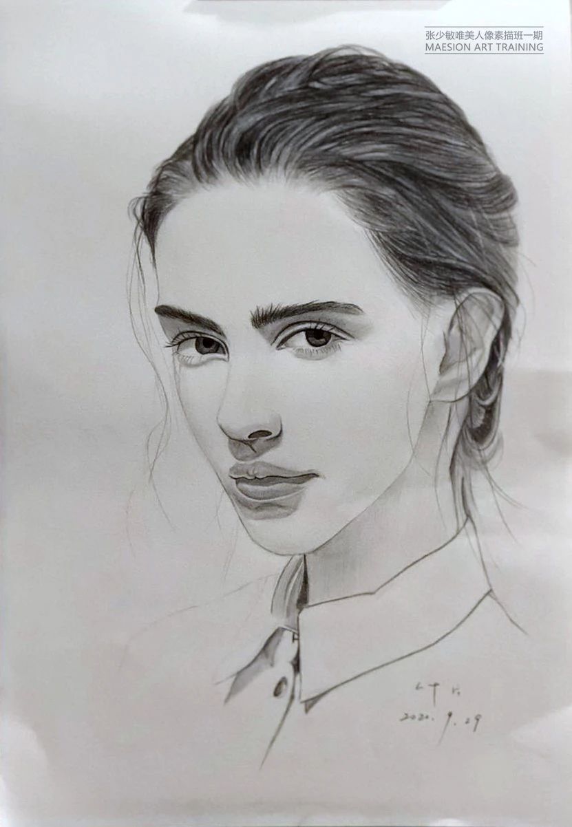 人像素描班学员叶片作品